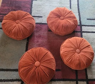 Vintage Retro Mid Century Modern Style Orange Round Throw Pillows Couch Pillows • $89.99