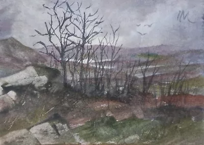 ACEO Original Painting Landscape Peak District Trees Rocks Hills Watercolour • £5