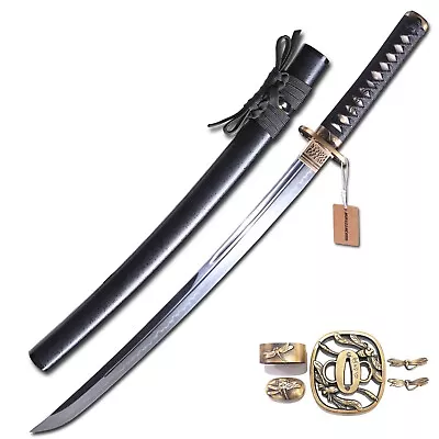 MURASAME Wakizashi Sword Clay Tempered T10 Steel Unkubi-Zukurai Real Razor Sharp • $199.99