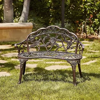 39  Length Patio Porch Garden Bench Cast Aluminum Outdoor Rest Chair Love Seat • $82.99