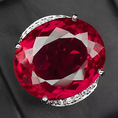 Vivid Red Rubellite Tourmaline 30Ct 925 Sterling Silver Handmade Rings Size 6.75 • $120