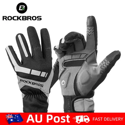 RockBros Cycling Bicycle Thermal Fleece GlovesTouch Screen Windproof Bike Gloves • $25.50