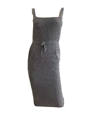 H&m Trend Grey Stretch Knit Wool Alpaca Pinafore Dress Uk 6 Eu 32 Us 2 Xs New • $43.57