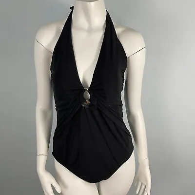 La Blanca By Rod Beattie Halter Slimming One Piece Swimwear Black Size 14 • $54.79