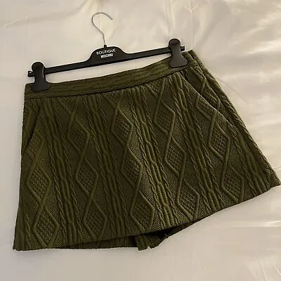 MOSCHINO Boutique | Women's Green Knit Wool Blend Skort NWT | Size 6 • $89.99