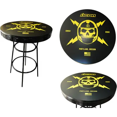 NEW ICON MOTORSPORTS MOTORCYCLE Round Pub Table - 30  MAN CAVE  DECK GARAGE SHOP • $255.95