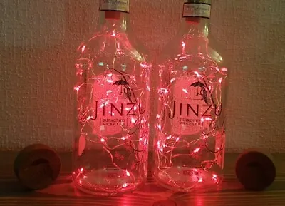 2 X JINZU GIN BOTTLES WITH RED LED STRING LIGHTS OTHER COLOURS AVAILABLE • £8.50