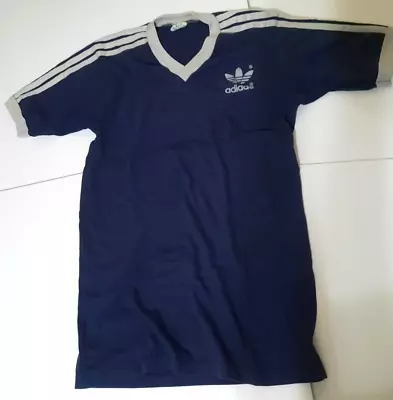 Adidas L Large 42 44 Short Sleeve Single Stitch Vintage T Shirt Navy Blue USA • $24.99