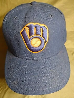 VTG Milwaukee Brewers New Era Cap Size 7 1/8 Made In USA Official On Field Hat • $14.88