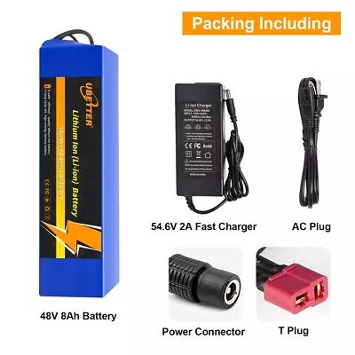 48V 8Ah Lithium Li-ion Rechargeable Battery W/ Charger For Ebike Bicycle Scooter • $109.99