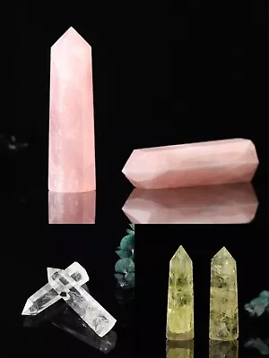 1pc Natural Quartz Crystal Wand Point Healing Reiki Mineral Stone Pink White  • $16.80