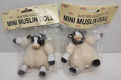 Just For Keeps Lot Of Two Mini Muslin COW Dolls  New-In-Packages Craft Hobby • $8.49