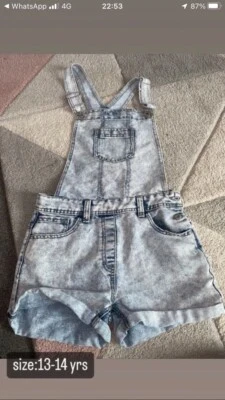 £1.99 • Buy Girls Denim Dungarees Age 13/14 VGC