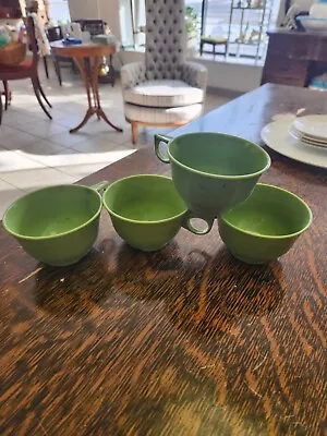 Melamine Melmac Coffee Cups Avocado Green Mid Century Modern Vintage Set Of 4 • $15