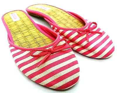 Slip On Slippers Indoor Outdoor House Shoes Size 9 M/L PINK Stripe • $49.95