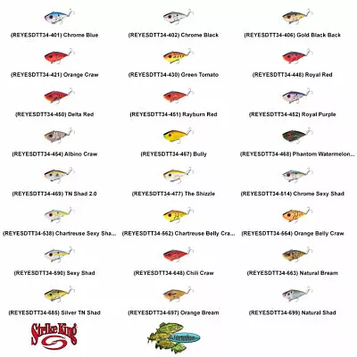 Strike King REYESDTT34 Crankbait 3/4oz Tungsten 2 Tap Any 24 Colors Red Eye Shad • $14.99