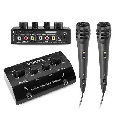 Vonyx 103.113 AV430B Karaoke Mixer Controller With Microphone - Black • £37.99