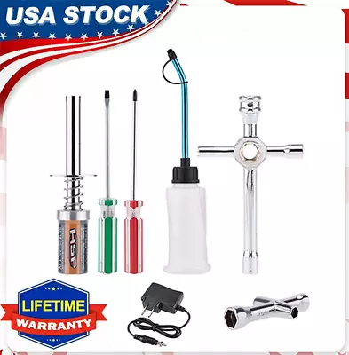 Nitro Starter Glow Plug Igniter Charger Fuel Bottle Combo For 1/10 Car USA G2N0 • $19.49