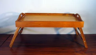 22  Large Vintage DOLPHIN Teakwood Folding Bed Serving Tray Table W Handles • $59.99