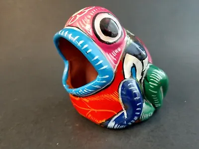 Mexican Frog Ashtray Folk Art Redware Terracotta Hand Painted Souvenir Pottery • $17