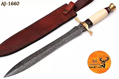 Custom Handmade Forged Damascus Steel Double Edge Dagger Viking Sword 1660 • $79