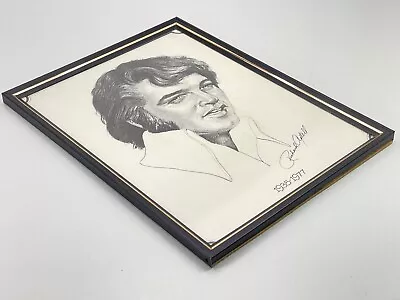 Vintage Elvis Presley Richard Aptell Lithograph Sketch Framed 12  X 9  1935-1977 • $17.14