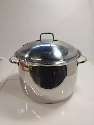 Vintage Belgique Stainless Steel 11 QT Stock Pot And Lid ~Made In Belgium 🇧🇪 ~ • $59.96