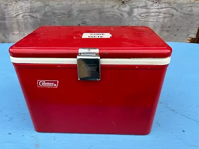 Vintage Old COLEMAN RED Metal Cooler Soda Drink In VERY GOOD CONDITION • $99.99