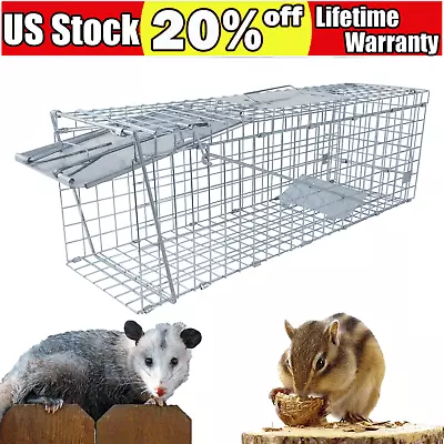 Humane Animal Live Trap Raccoon Large Steel Cage Trapping Supplies Mouse Catcher • $35.52