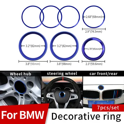 7PCS Front Rear 82mm 82mm 45mm 68mm Wheel Covers Rings FOR BMW Badge Emblem Blue • $20.70