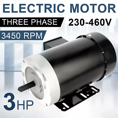 General Purpose Electric Motor 3 HP 56C Frame 5/8  Shaft Three Phase 230/460V • $199.99