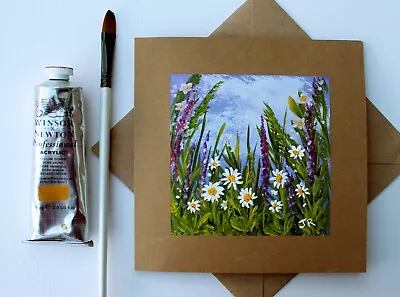 Real Painting: Hand-painted Card  Wild Meadow #34  W/envelope By Judith Rowe • £4.50