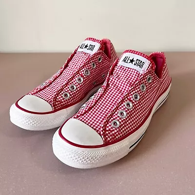 RARE VTG Converse All Star Picnic Plaid Low Pink Sneaker Chucks Women’s Size 7 • £30.89