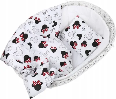 Baby 2pc Bedding Set Fit Crib/Cradle/Moses Basket/Pushchair 70x80cm Minnie Mouse • £9.99