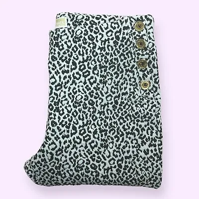 MICHAEL KORS Miranda Jacquard Ponte Pants Cheetah Gold Button Accent Medium • $32.95