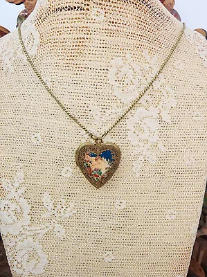 Michal Negrin Heart Locket Necklace Angels Of Music Cherubs Pendant Victorian • $63.20