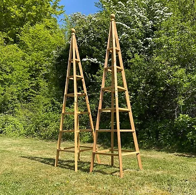 Wooden Garden Obelisk 1.9m (Set Of 2) Pyramid Climbing Plant Support Trellis • £64.99