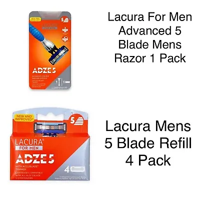  Lacura Men 5 Blade Handle And Razor Refills  Accublade Trimmer Lubricated Strip • £8.49