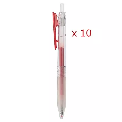 Made In JAPAN MUJI Smooth Draw Gel Ballpoint Pen Knock-type 0.5mm Red X 10 • $13.40