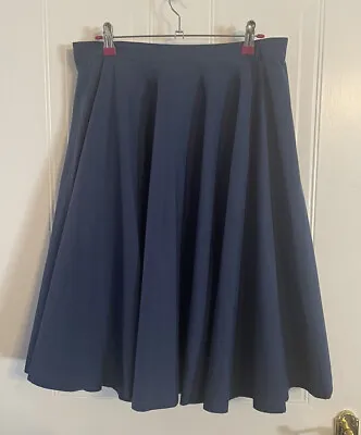 HELL BUNNY “PAULA” 50's Skirt Navy Full Circle Rockabilly Retro Vintage L/UK 14 • £19.99