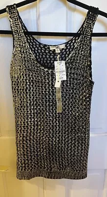 NWT YA Los Angeles Black / Gold Crochet Mesh Foil Boho Hippy Tank Size S • $22