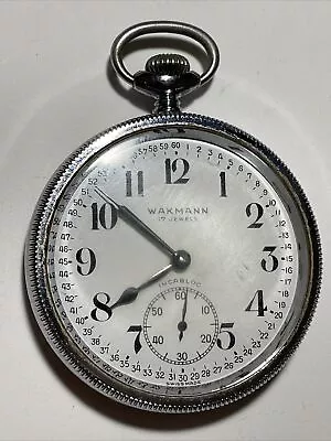 Wakmann 17J Pocket Watch Running Condition W/ Train On The Back • $16.50