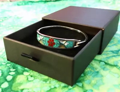 Ventage Hecho Mexico Silver 925 Bracelet With Abalone Inlay Hand Made Ships Free • $28.99