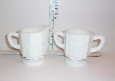 Vintage  Westmoreland Milk Glass Paneled Grape Open Sugar/ Creamer Set • $9.99