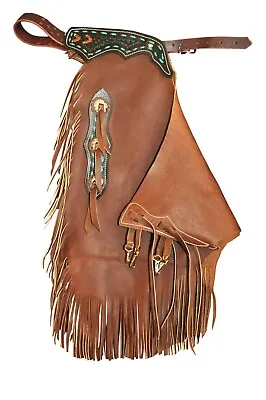 Custom Handmade Western Chinks Cowgirl Cowboy Show Rodeo Leather Horse Riding • $219