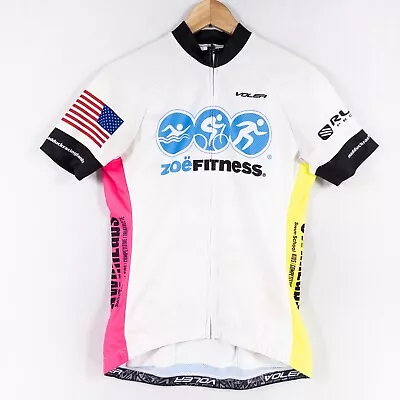 Voler Cycling Jersey Womens Medium Multicolor Full Zip Short Sleeve Back Pockets • $14.99