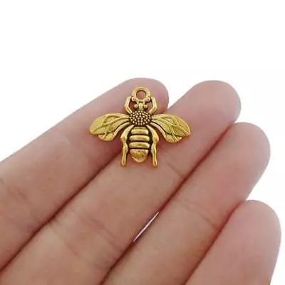 £4.79 • Buy 20 X Antique Gold Tone Bumble Bee Charms Pendants Beads For Jewellery Making