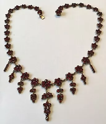 Antique Victorian Gold Filled Bohemian Garnet Necklace S6 • $1250