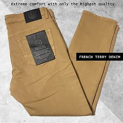 New VGB Vintage Genes Black Mens Slim Fit Comfort French Terry Denim Khaki Jeans • $29.99