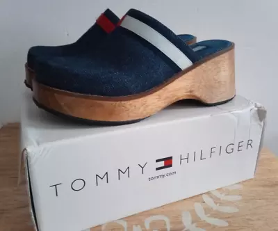 £29.99 • Buy Tommy Hilfiger Mules Wedge Heel Slip On Clogs Shoes Denim - Size 5